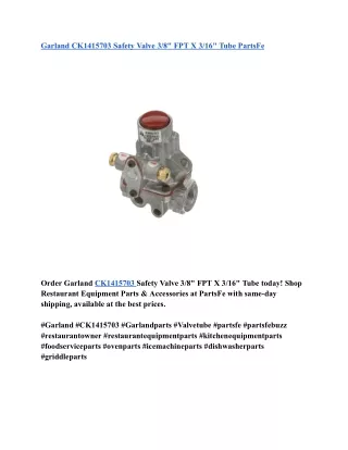 Garland CK1415703 Safety Valve 3_8_ FPT X 3_16_ Tube PartsFe