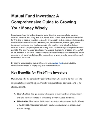Mutual Fund Investing_ A Comprehensive Guide to Growing Your Money Wisely