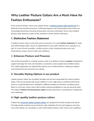 Why Leather Posture Collars Are a Must-Have for Fashion Enthusiasts