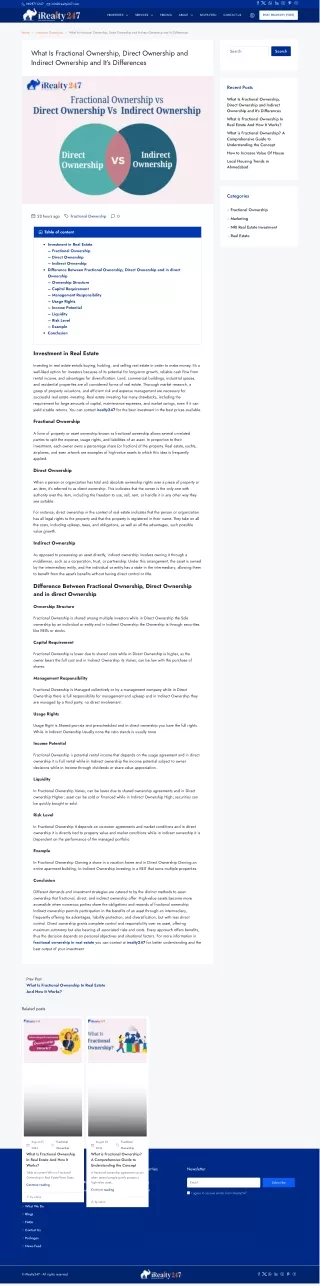 What Is Fractional Ownership, Direct Ownership and Indirect Ownership