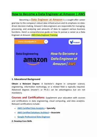 AWS Data Engineering Online Training Institute - Hyderabad