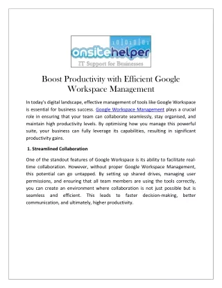 Boost Productivity with Efficient Google Workspace Management