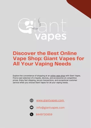 Discover the Best Online Vape Shop Giant Vapes for All Your Vaping Needs