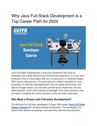 Why Java Full-Stack Development is a Top Career Path for 2024