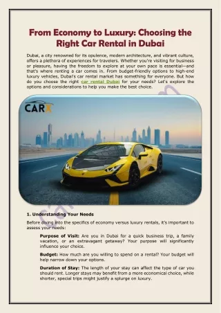 From Economy to Luxury Choosing the Right Car Rental in Dubai