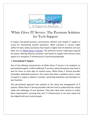 White Glove IT Service The Premium Solution for Tech Support
