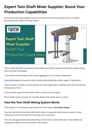 Expert Twin Shaft Mixer Supplier Boost Your Production Capabilities