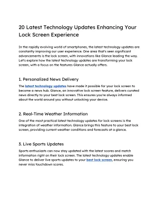 20 Latest Technology Updates Enhancing Your Lock Screen Experience