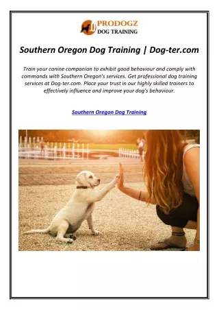 Southern Oregon Dog Training | Dog-ter.com
