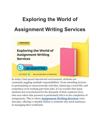 Assignment Writing Services