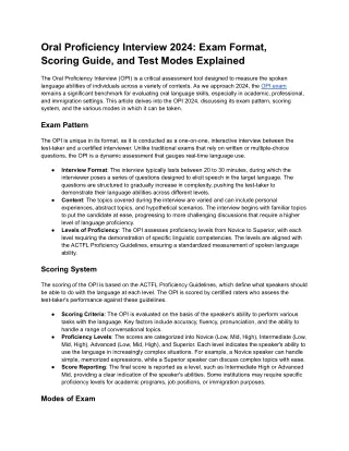 Oral Proficiency Interview 2024_ Exam Format, Scoring Guide, and Test Modes Explained