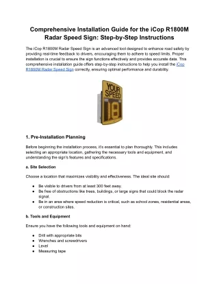 Comprehensive Installation Guide for the iCop R1800M Radar Speed Sign_ Step-by-Step Instructions