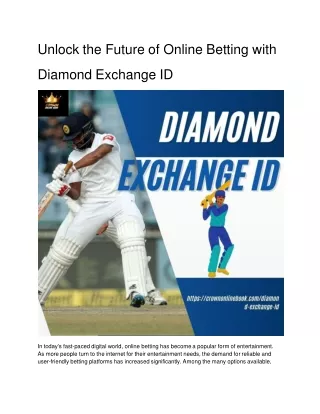 Unlock the Future of Online Betting with Diamond Exchange ID (1)