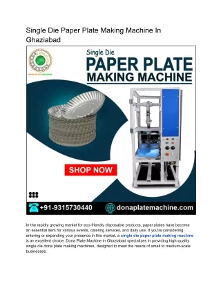 Single Die Paper Plate Making Machine in Ghaziabad