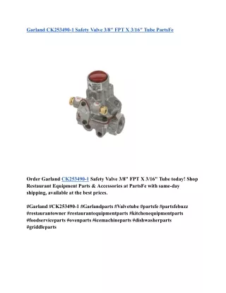 Garland CK253490-1 Safety Valve 3_8_ FPT X 3_16_ Tube PartsFe