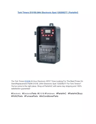 Tork Timers E101B-24Hr Electronic Spst 120208277 _ PartsHnC