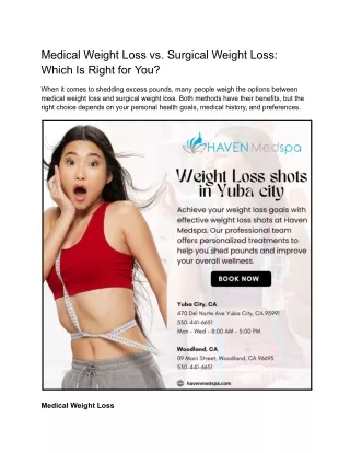 Medical Weight Loss vs