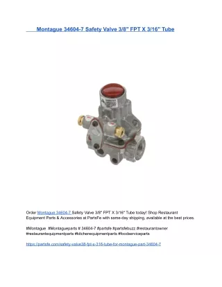 Montague 34604-7 Safety Valve 3_8_ FPT X 3_16_ Tube