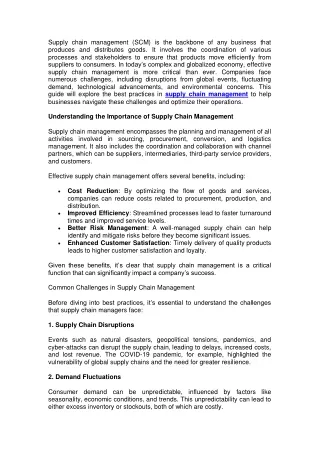 Navigating Challenges- Best Practices in Supply Chain Management