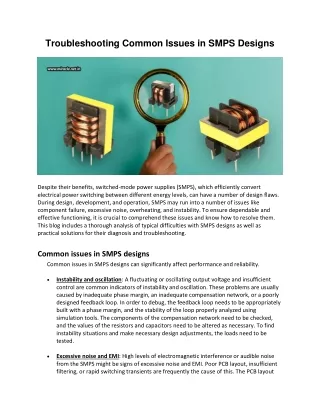 Troubleshooting Common Issues In SMPS Designs