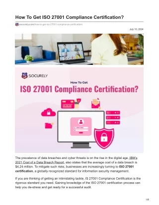 How to Achieve ISO 27001 Compliance Certification A Guide