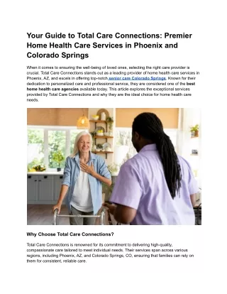 Your Guide to Total Care Connections_ Premier Home Health Care Services in Phoenix and Colorado Springs