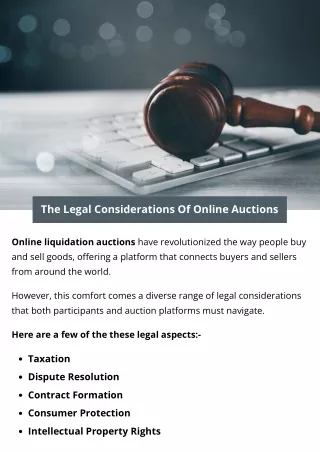 The Legal Considerations Of Online Auctions