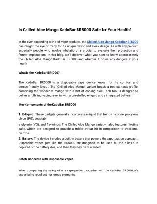 Is Chilled Aloe Mango KadoBar BR5000 Safe for Your Health?