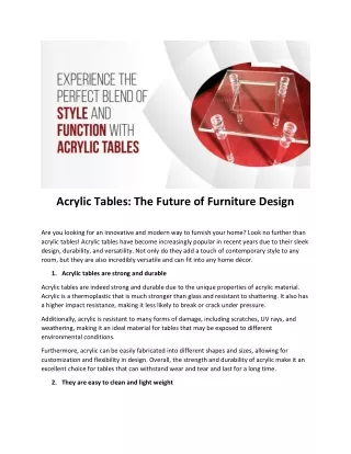 Acrylic Tables_The Future of Furniture Design