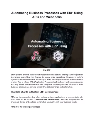 Automating Business Processes with ERP Using APIs and Webhooks