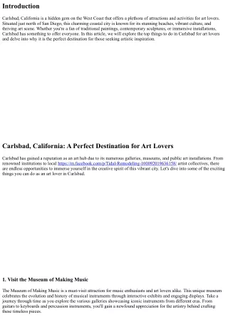 Carlsbad, California: A Perfect Destination for Art Lovers