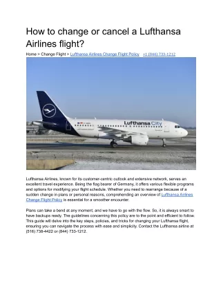 How to change or cancel a Lufthansa Airlines flight?
