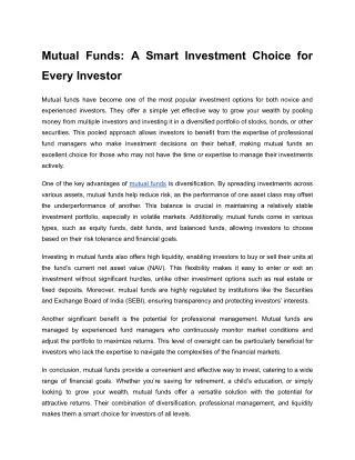 Mutual Funds_ A Smart Investment Choice for Every Investor