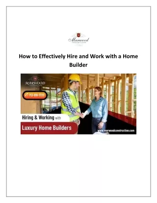 How to Effectively Hire and Work with a Home Builder - Marwood Construction