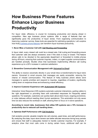 How Business Phone Features Enhance Liquor Business Productivity