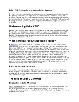 Delta 9 THC: A Comprehensive Guide to Delta 9 Gummies