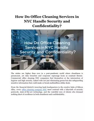 How Do Office Cleaning Services in NYC Handle Security and Confidentiality_