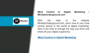 Mind Control In Digital Marketing  Mindsetunderground.com