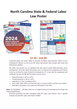 North Carolina Labor Law Posters: Ensure Legal Compliance