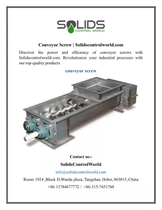 Conveyor Screw  Solidscontrolworld