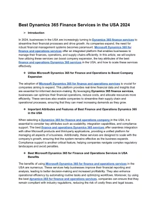 Best Dynamics 365 Finance Services in the USA 2024