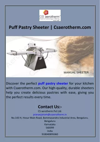 Puff Pastry Sheeter  Csaerotherm.com