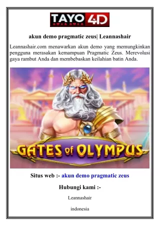 akun demo pragmatic zeus  Leannashair