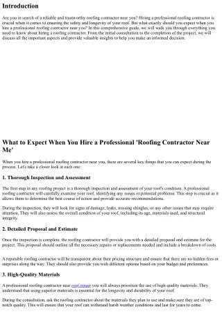 What to Expect When You Hire a Professional 'Roofing Contractor Near Me'