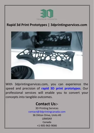 Rapid 3d Print Prototypes  3dprintingservices.com
