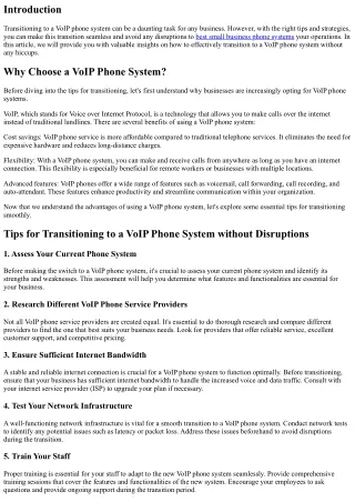 Tips for Transitioning to a VoIP Phone System without Disruptions