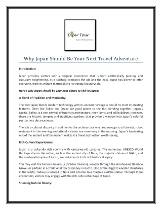 Why Japan Should Be Your Next Travel Adventure