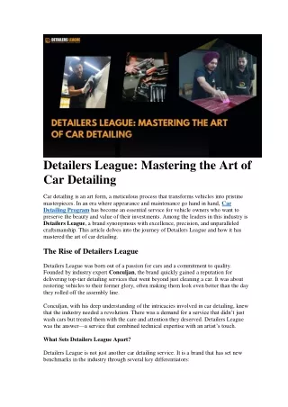 Detailers League: Mastering the Art of Car Detailing