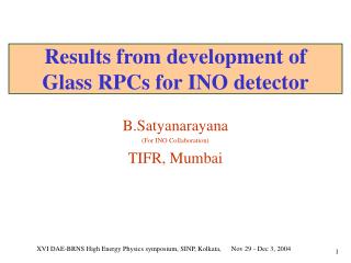 Results from development of Glass RPCs for INO detector