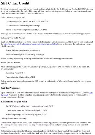 How to Claim the SETC Tax Credit